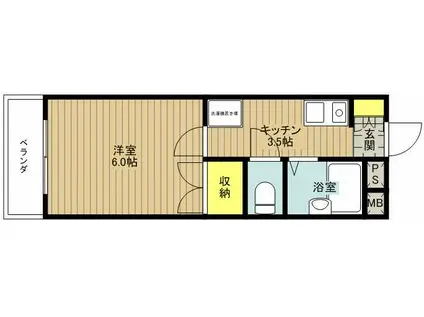 ヒルトップテラス(1K/2階)の間取り写真