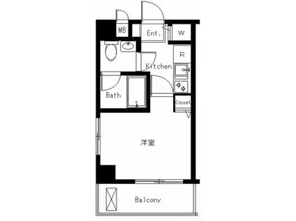 プリヴィレージュ目黒南(1K/6階)の間取り写真