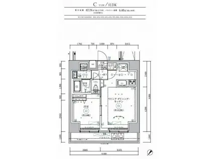 RELUXIA伊勢佐木長者町(1LDK/5階)の間取り写真