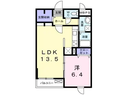 フレッシュリー(1LDK/1階)の間取り写真