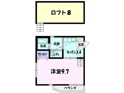 ビオス北方(1K/2階)の間取り写真