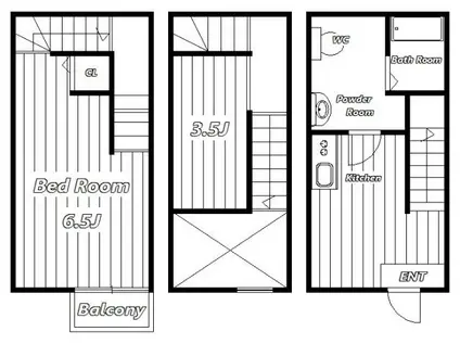 CALMATO(1K/1階)の間取り写真