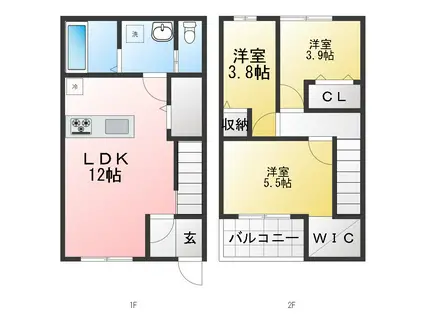 ハイデハウス(3LDK/1階)の間取り写真
