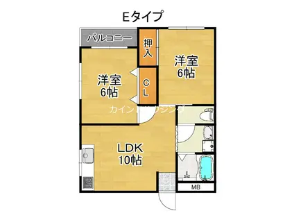 ファミール阪南(2LDK/3階)の間取り写真