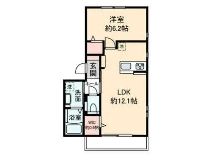 GLYCINE光が丘イースト(1LDK/2階)の間取り写真