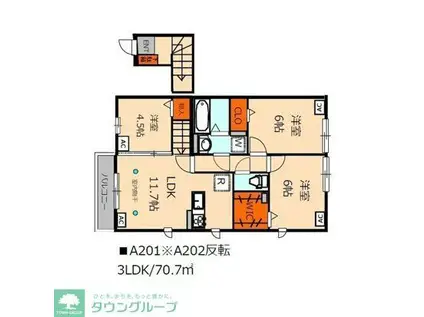 グリシーヌA棟(3LDK/2階)の間取り写真