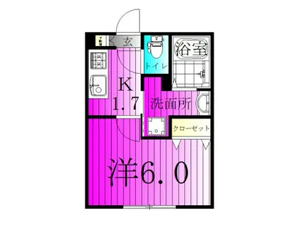 アリロッセ新鎌ヶ谷(1K/1階)の間取り写真