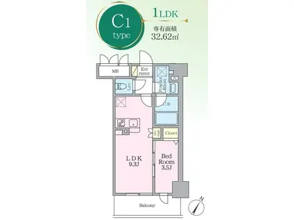 PAVANA JIONNE寺町通(1LDK/3階)の間取り写真