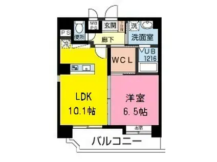 グラッポロ大江(1LDK/9階)の間取り写真