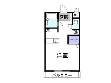 ヴェルツブルク(1K/3階)の間取り写真