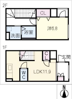 CALM SEIS(1LDK/2階)の間取り写真