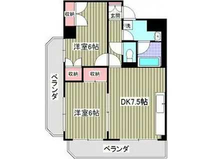 アザレアマンション(2DK/3階)の間取り写真