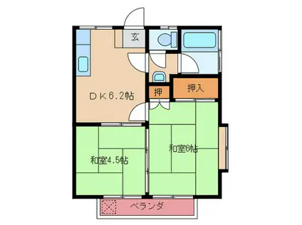 サンハイツアテネ(2DK/1階)の間取り写真