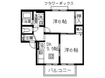 セジュールベルテ(2DK/1階)の間取り写真