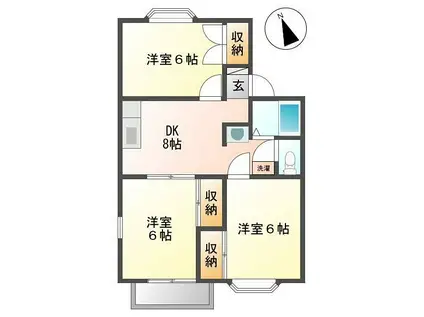 フロンティアガーデンヒル(3DK/1階)の間取り写真