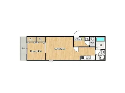 ジーメゾン千葉村田町シャルム(1LDK/3階)の間取り写真