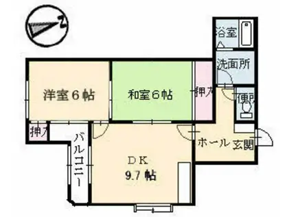 メゾン江波東(2DK/2階)の間取り写真
