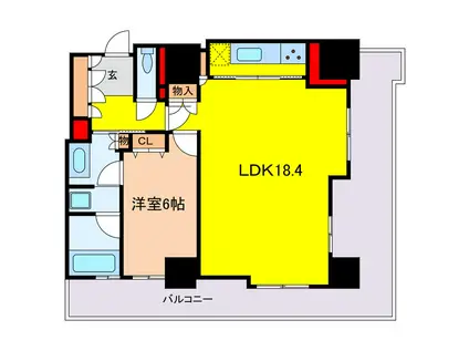 カスタリアタワー長堀橋(1LDK/8階)の間取り写真