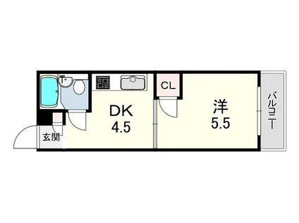 プレタメゾン岡本(1DK/1階)の間取り写真