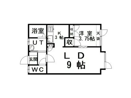 イシダハイツA(1LDK/2階)の間取り写真
