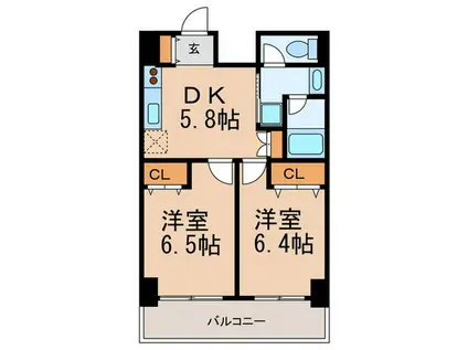 ヒューリックレジデンス参宮橋(2DK/2階)の間取り写真