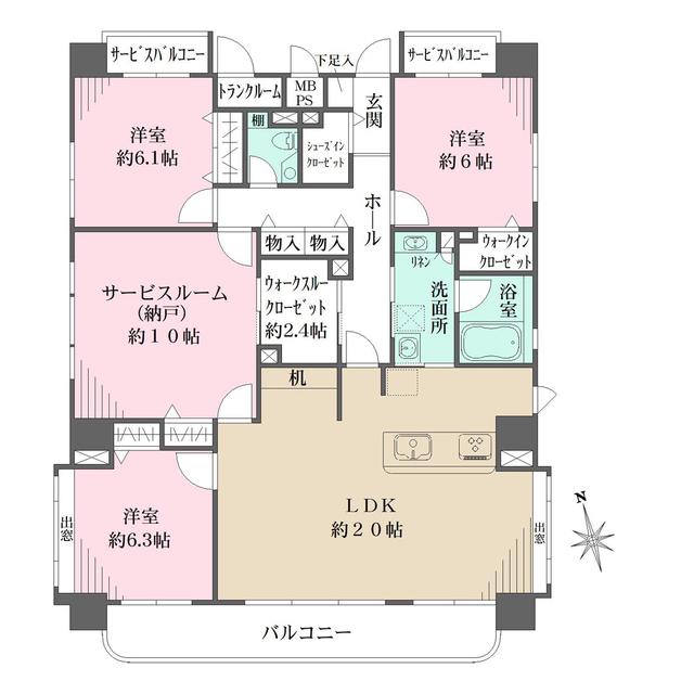 大幸マンション(3SLDK/3階)の間取り写真