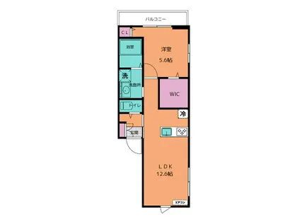 パル・ボヌール(1LDK/3階)の間取り写真