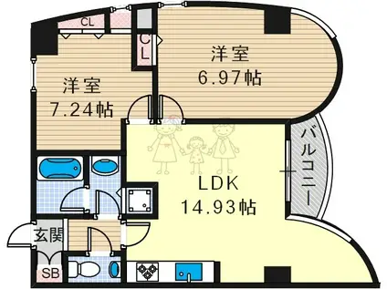 21コートマルナカ(2LDK/10階)の間取り写真