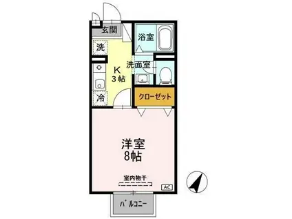 棒屋第3住吉ハイツ(1K/2階)の間取り写真