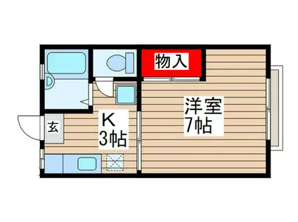 ヴィラ上原(1K/2階)の間取り写真