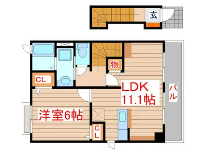 セリシールII(1LDK/2階)の間取り写真