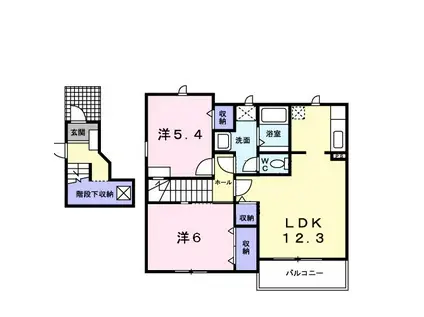 タウン樹B(2LDK/2階)の間取り写真
