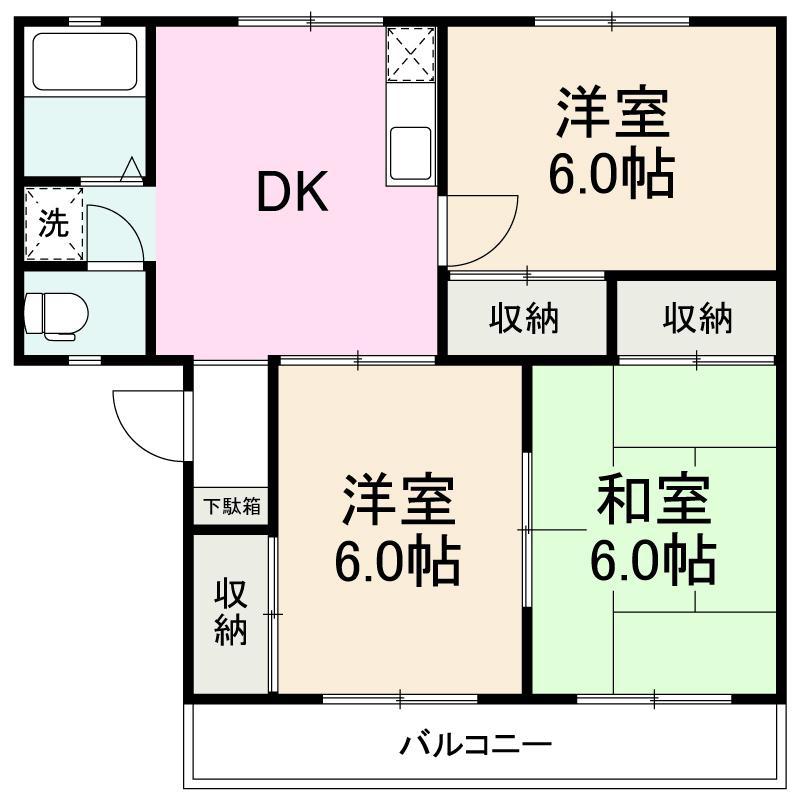 メゾンエコー(3DK/2階)の間取り写真