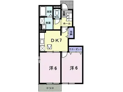 ヴィラ・サクラB(2DK/1階)の間取り写真