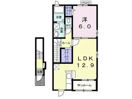 ひまわり(1LDK/2階)の間取り写真