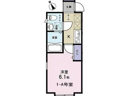 ハレレア(1K/1階)の間取り写真