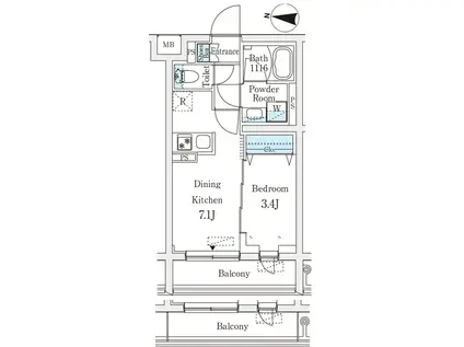 ラティエラ品川西大井(1DK/1階)の間取り写真