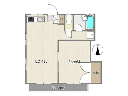 パークサイド千歳台(1LDK/2階)の間取り写真