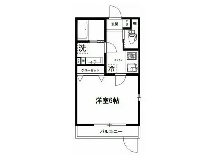 あかるB(1K/1階)の間取り写真