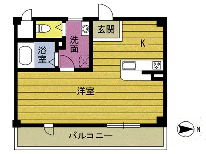 ＪＲ日豊本線 別府駅(大分) 徒歩6分 4階建 築14年(ワンルーム/2階)の間取り写真