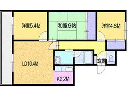 サントアリオデ大谷地(3LDK/2階)の間取り写真
