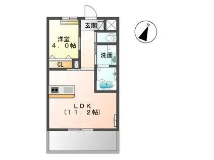 ココン坂之上(1LDK/2階)の間取り写真
