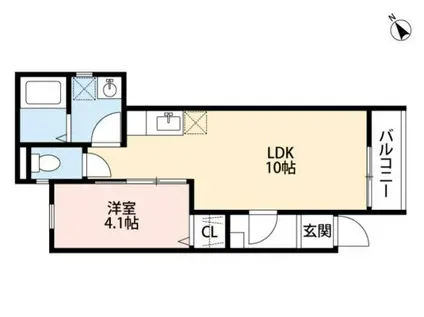 アフィット筑紫野(1LDK/1階)の間取り写真