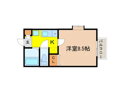 クオーレトモ(1K/1階)の間取り写真