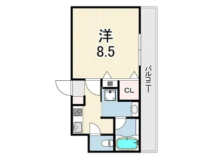 ディアコート神戸(1K/3階)の間取り写真