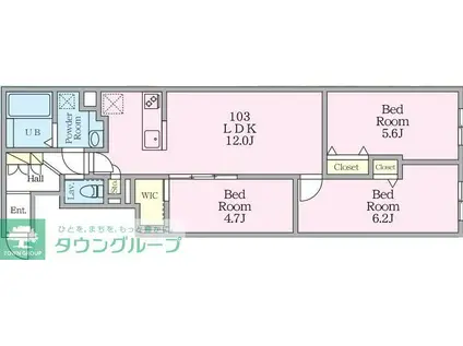ミハス中野II(3LDK/1階)の間取り写真