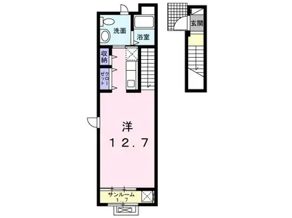 エスポワール北山(ワンルーム/2階)の間取り写真