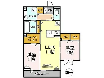 ロイジェント井荻C棟(2LDK/2階)の間取り写真