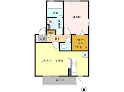 エスポワールルナC(1LDK/2階)の間取り写真