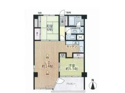 野毛山マンション(2LDK/5階)の間取り写真